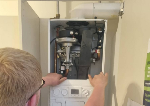 This is a photo of a new boiler being installed in Buxton, Derbyshire by Buxton Plumbing